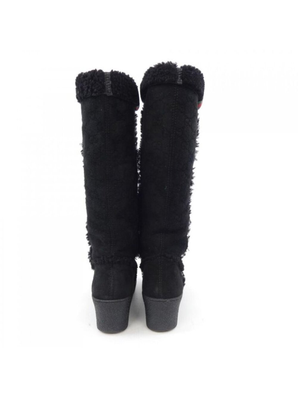 Gucci Horsebit Black Shearling Wedge Boots - Picture 5 of 6